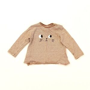 Zara 9-12M Animal Face Long Sleeve Tee